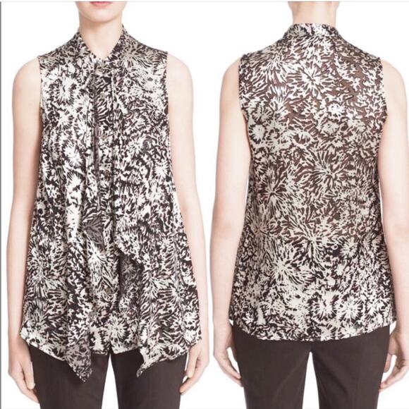 St. John Floral Burnout Silk Blend Blouse Size Size M - Picture 2 of 11